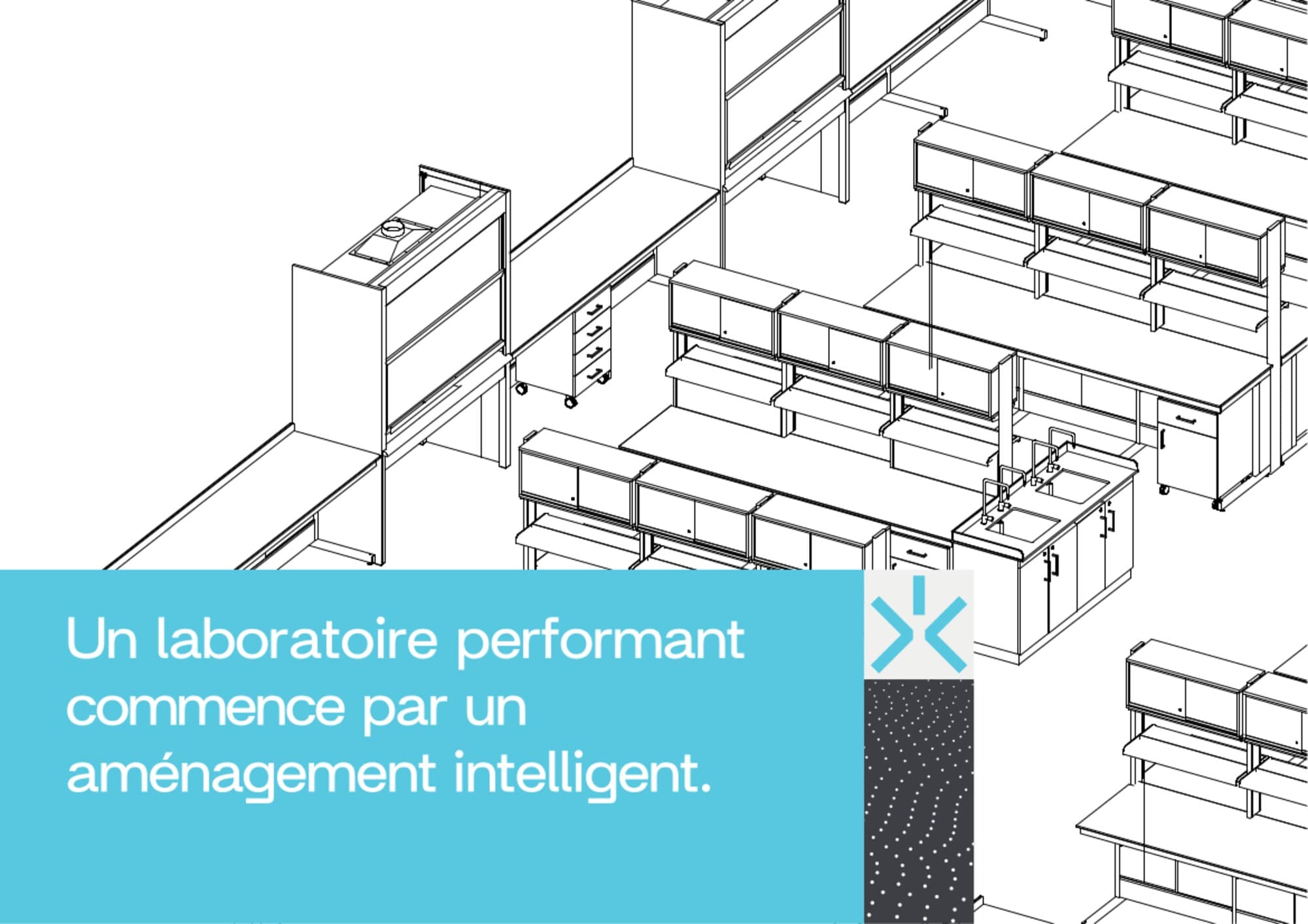 Plan 3D d'aménagement de laboratoire XLAB