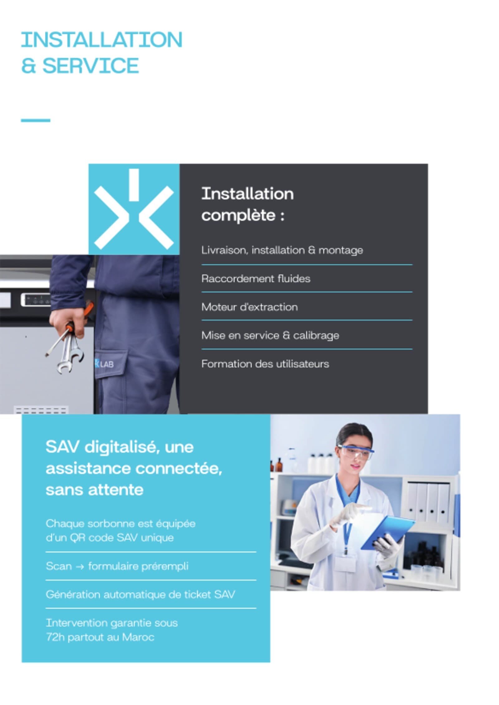 Page Installation & Service de la brochure XLAB officielle